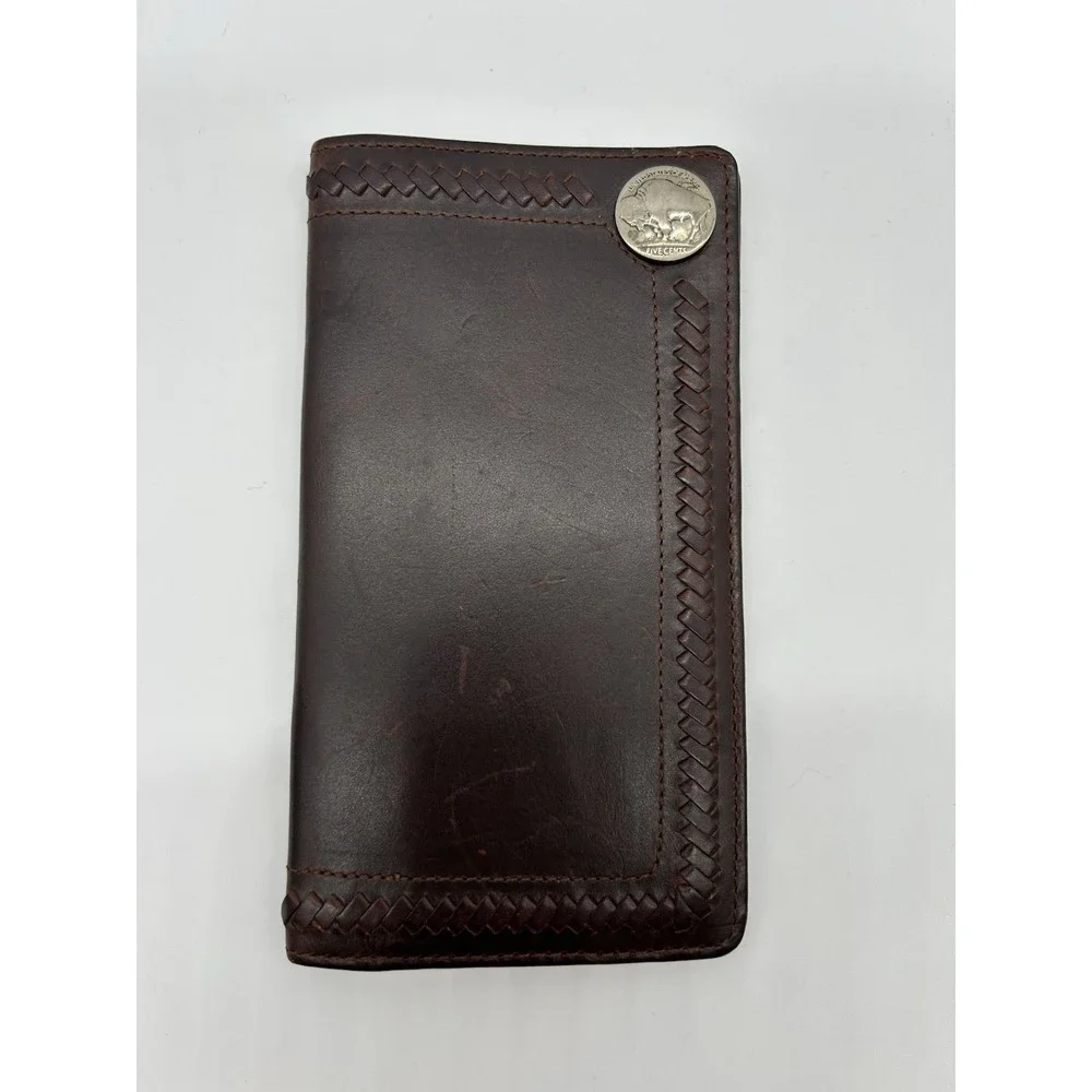 Silver Creek Classics Men's Brown Leather Rodeo Wallet w/Buffalo Nickle Concho